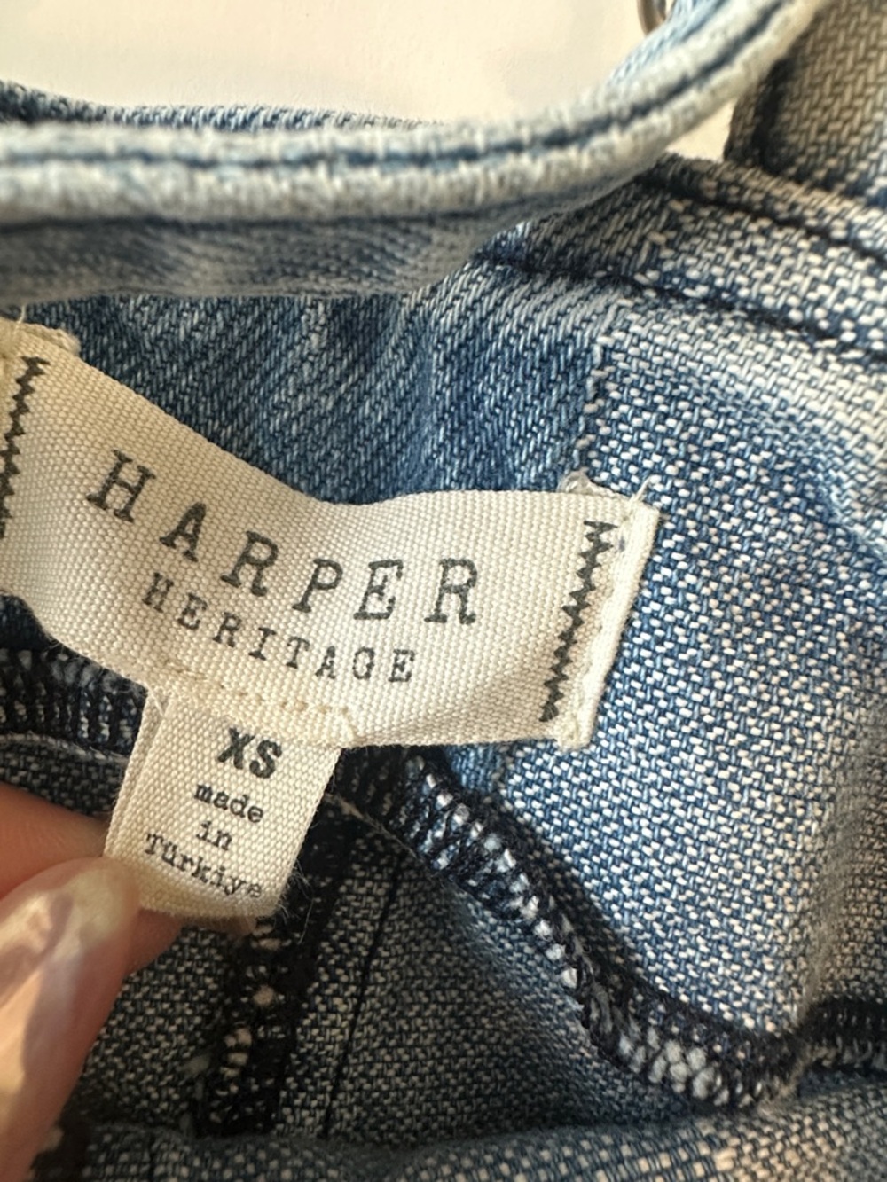Harper Heritage Patchwork XS Denim Midi Dress - Blue Colorblock - Picture 3 of 9